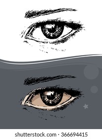 two eyes on a contrast background