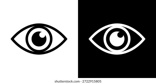 Es werden zwei Augen gezeigt, eines auf weißem Hintergrund und das andere auf Schwarz, was für einen starken Kontrast sorgt.