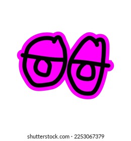 Two Eyes V47 Typography Patch Streetwear, Urban Design Black and Purple Colors Patch Commercial Use