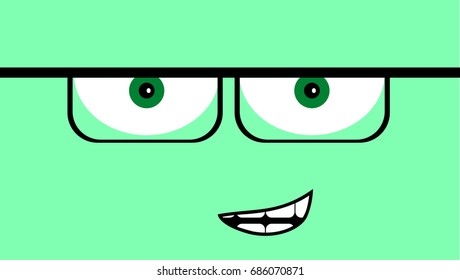 Two eyes vector face on green background