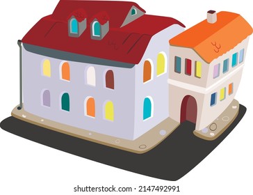 Two fabulous houses. Vector illustration