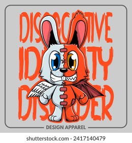 Diseño de impresión de camiseta y ropa de dos caras de conejo