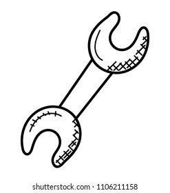 A two faced hardware tool to tighten bolt, nuts and screws, 
