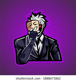 dos caras Carácter con máscara con logotipo para juegos de soporte o impresión