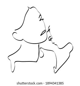 Dibujo de dos caras con líneas, concepto de moda y belleza, minimalista, ilustración vectorial para camisetas, diseño de impresión, cubiertas, web
