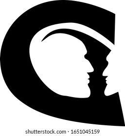 two faces form the letter G