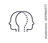 two faces line icon with heads
