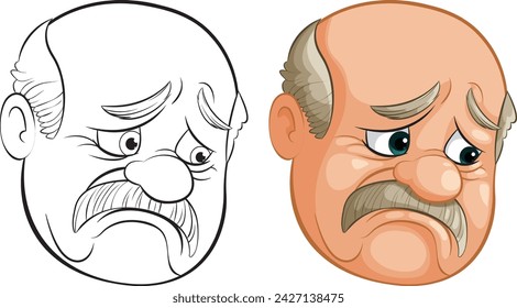Two faces showing different sad expressions