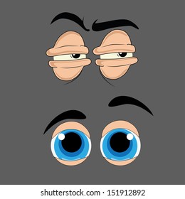 two facial expression represented as eyes in a grey background