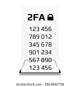 Two factor authentication 2FA concept with a smartphone isolated on white background. Protecting your money. Vector illustration.