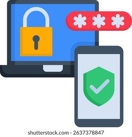 Two Factor Authentication Icon Flat Vector Illustration