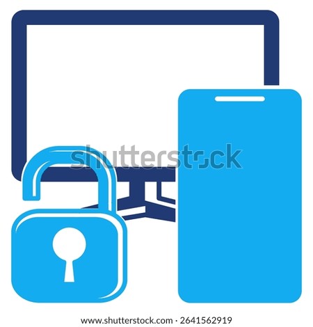 Two Factor Authentication icon represented by monitor, padlock, smartphone Dualtone style.