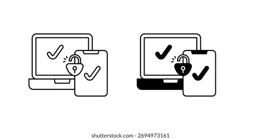 Ícone do conjunto de Autenticação de Dois Fatores com ilustração de estoque de vetor de fundo branco