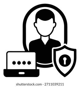 Autenticación de dos factores para el icono de vector de silueta