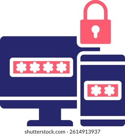 Two Factor Icon Fill Vector Illustration