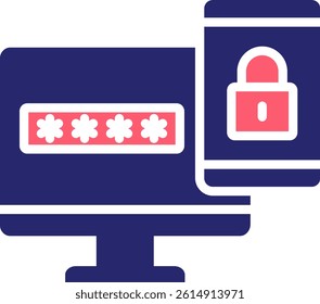 Two Factor Icon Fill Vector Illustration