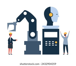 two factory operator controls with Industrial workers the conveyor automatic production line with assembly line Smart industry manufacturing technology