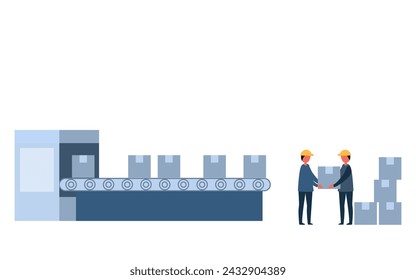 two factory operator controls with Industrial workers the conveyor automatic production line with assembly line Smart industry manufacturing technology