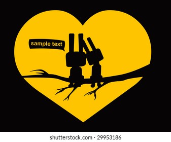 two fallen in love bunnies sitting on a branch
