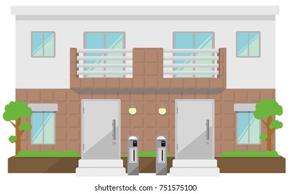 two families home / duplex home. Image illustration. 