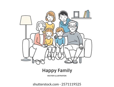 Two families sitting on the sofa