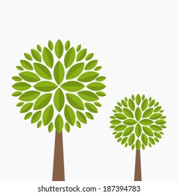 Two family trees. Vector illustration on white background