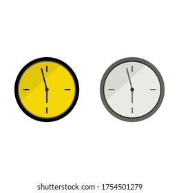 zwei schicke Wanduhren, mit flachem Logo, gelbe und weiße Uhr, Geschäftsuhr, Design-Element