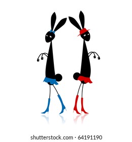 Two fashion rabbits for your design