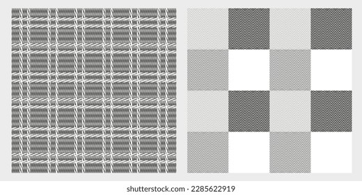 Two fashionable monochrome patterns in a Scottish cage for textiles