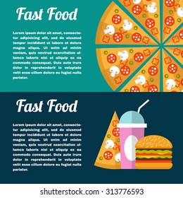 Two fast food banners in flat style. 