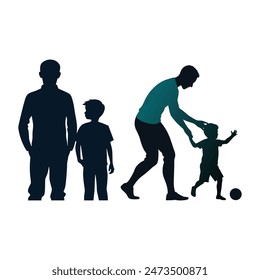 two fathers and son'' playing with father silhouette illustration