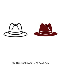 Two Fedora Hats One White and One Red outline