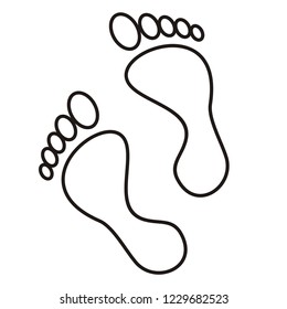 two feet, contour drawing, vector icon
