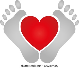 Two feet and heart logo