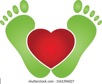 Two feet and heart, feet and heart logo