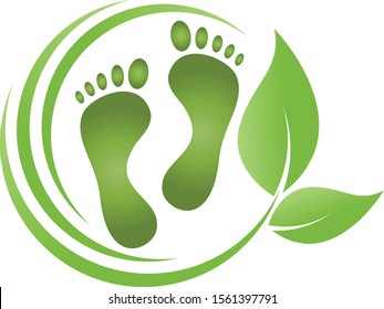 Two feet and leaves, feet and massage logo