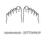 two feet top view, toes, nails, pedicure doodle hand drawn icon. Outline drawing two feet top view, toes, nails, pedicure line clipart symbol. Vector illustration