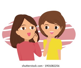  two female character  excited  talking concept. Creative idea design for template, brochure or presentation.