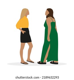 Two female characters, one of which is fat, together on a white background