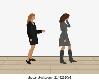 Two female characters, one of whom is talking on the phone, together indoors