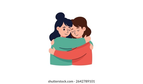 Two Female Friends Embracing Each Other A Symbol of Friendship Love and Support Concept