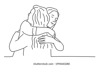 Two Female Friends Gritting Hugging Each Stock Vector (Royalty Free ...