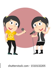 two female rock singer vector