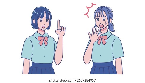 Two female students having a conversation