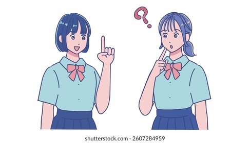 Two female students having a conversation
