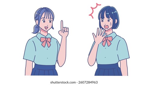 Two female students having a conversation