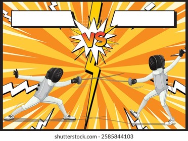 Two fencers face off in dynamic battle