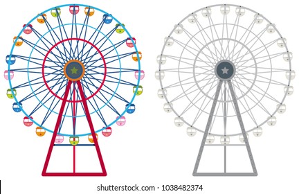 Two ferris wheels on white background illustration