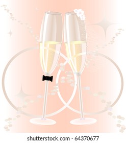 two festive wedding glasses