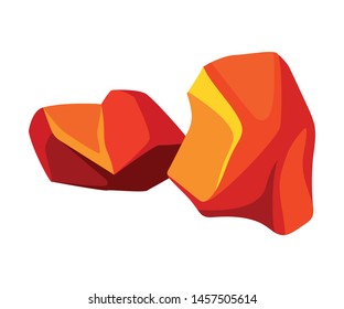 Two fiery coal. Vector illustration on white background.